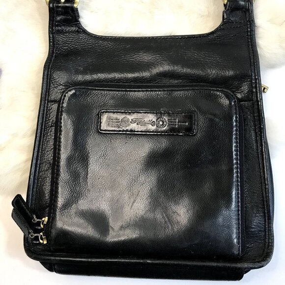 Vintage FOSSIL Keyper Black Leather Crossbody Bag Messenger Wallet Bag Travel - Picture 5 of 13